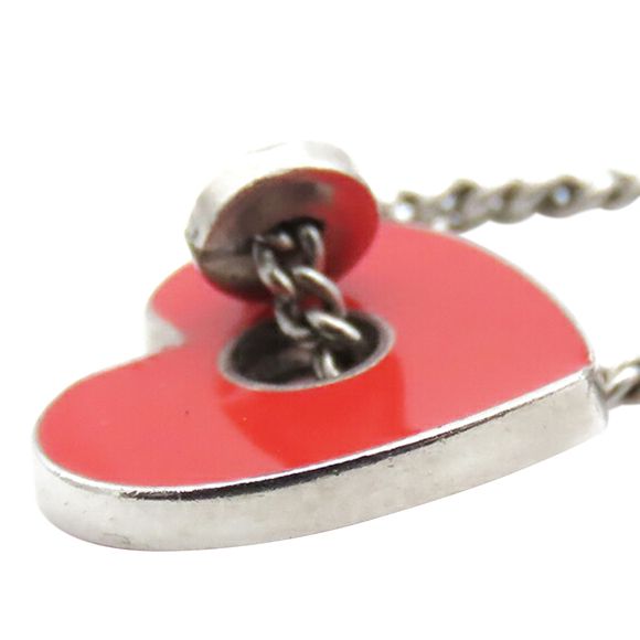 Pre-Loved Chanel CC Silver Plated Enamel Heart and Clover Charm Pendant Necklace - Picture 6 of 9